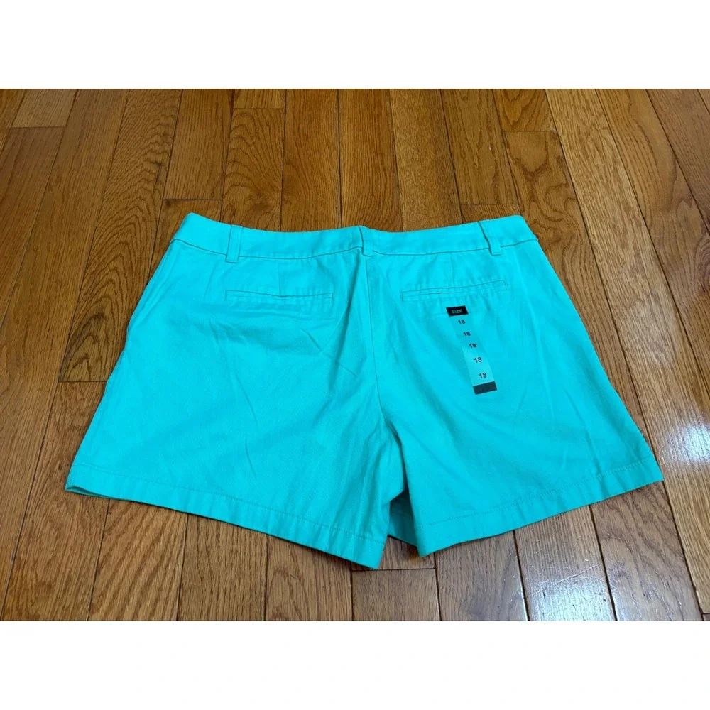 NWOT J.Crew Womens Turquoise Aqua Blue Chino Shorts sz 18 Solid Cotton Mid Rise